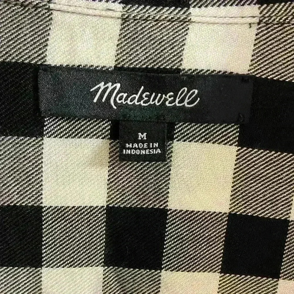 Madewell blouse gingham checkered crossover long sleeve Medium - Picture 6 of 7